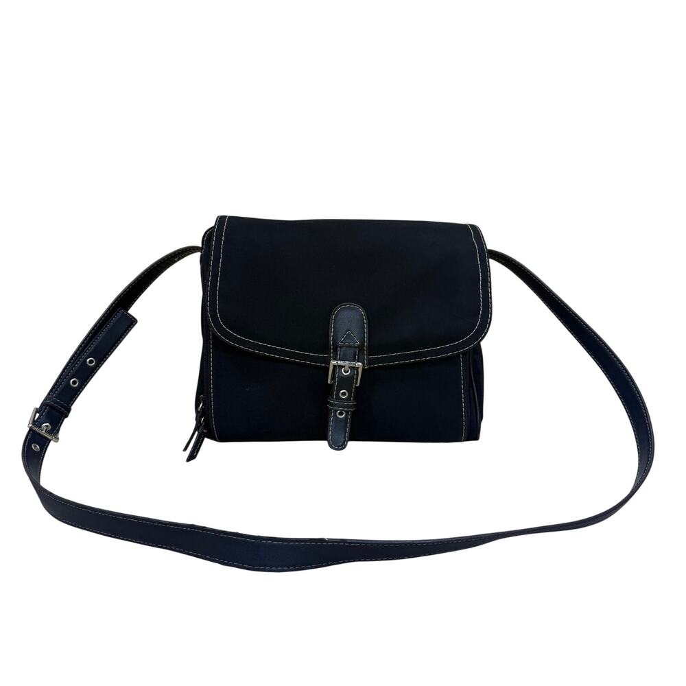 Nine West Accessories Crossbody Bag Black Red Canvas Shoulder Multi Pocket